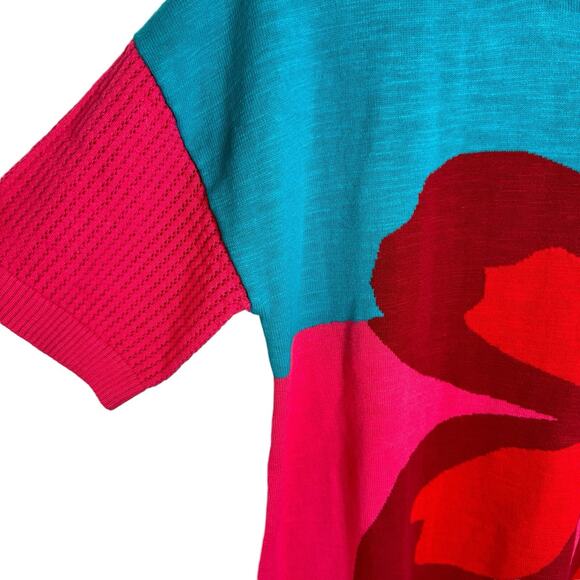 Soft Surroundings Women’s Biosphere Tee Sweater In Azalea Multi Size Medium EUC - Picture 3 of 6